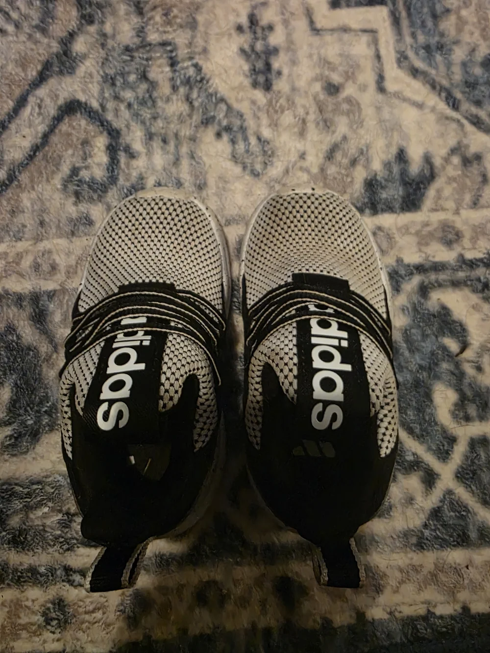 Adidas Kids Black and White Slip-On Sneakers with Elastic Straps